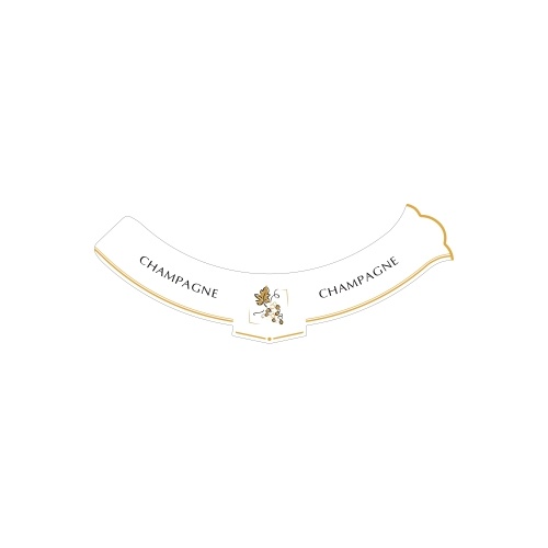 Collerette autocollante avec un fond blanc pour bouteille de Champagne