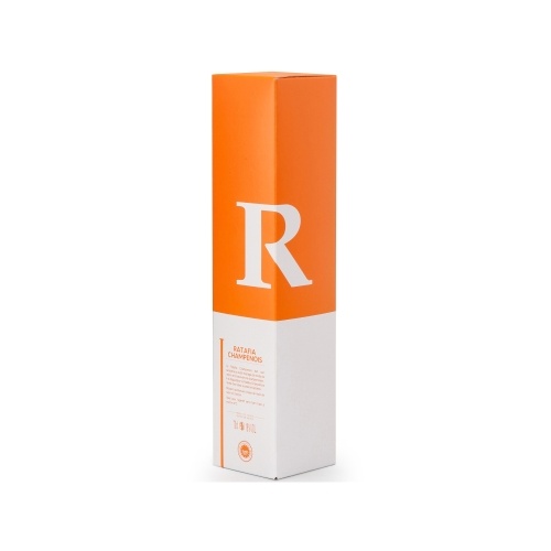 Étui blanc et orange pour bouteille spéciale de Ratafia