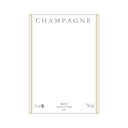 Étiquette de Champagne verticale neutre avec un liseré or à chaud