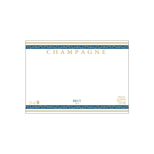 Étiquette de Champagne neutre avec un liseré or à chaud et deux bandes bleues